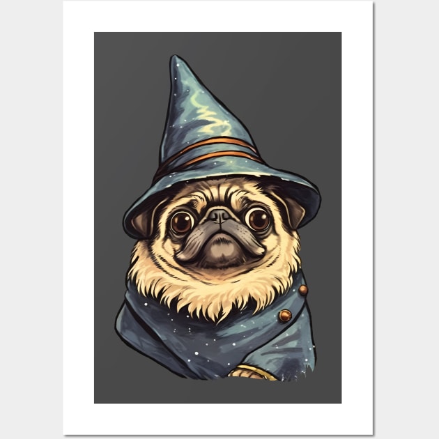 Cute Pug Wizard design Wall Art by Brilliant Tee Shop